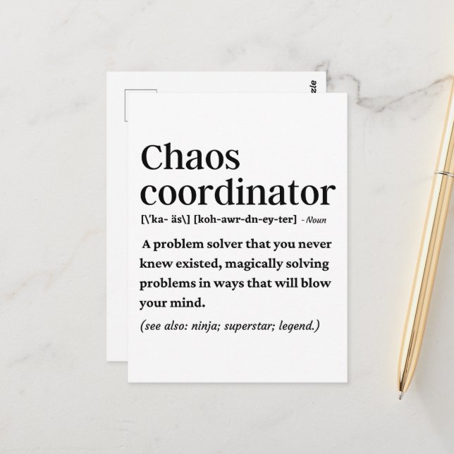 Funny chaos coordinator definition postcard (Front/Back In Situ)