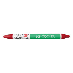 Funny Chaos Coordinator Teacher Apple Red Green Ink Pen