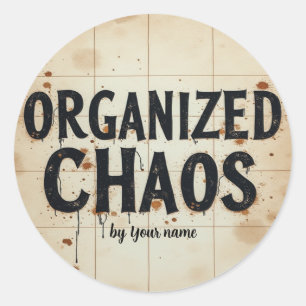 Funny Chaos Quote Student Planner Template Classic Round Sticker
