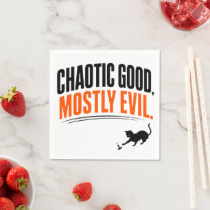 Funny Chaotic Good Mostly Evil Black Cat Halloween Napkin