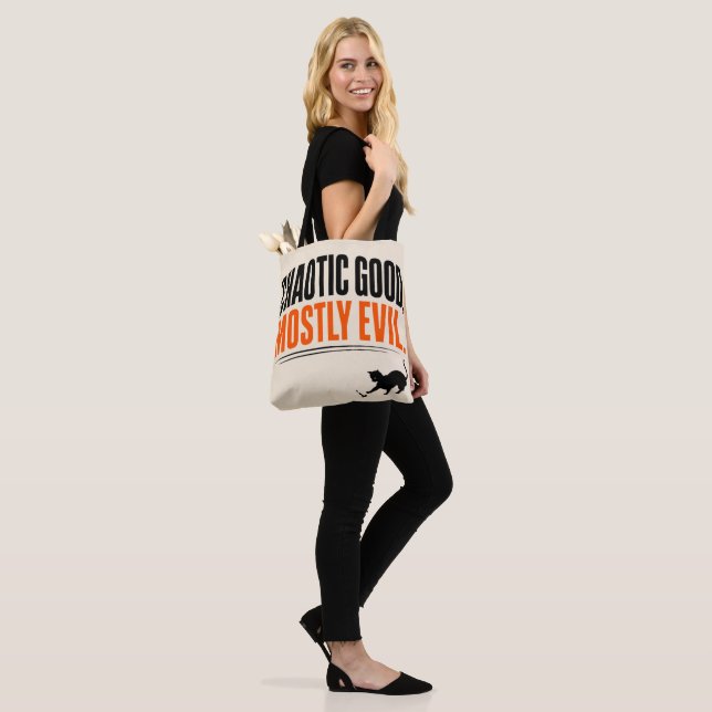 Funny Chaotic Good Mostly Evil Black Cat Halloween Tote Bag (On Model)
