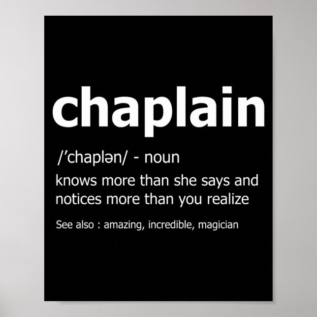 Funny Chaplain Definition New Job Gift For Chaplai Poster (Front)