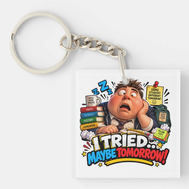 Funny Characters Back to School Balloon Key Ring (Front)