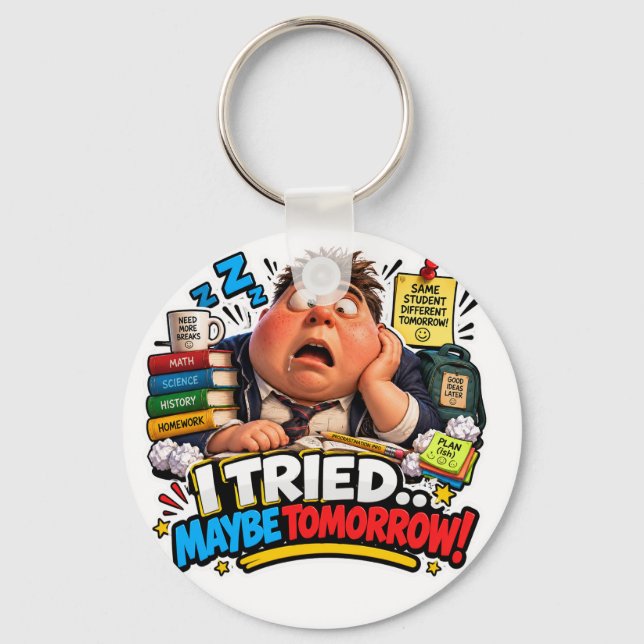 Funny Characters Back to School Balloon Key Ring (Front)