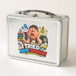 Funny Characters Back to School Balloon Metal Lunch Box