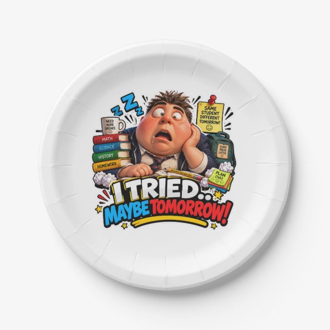 Funny Characters Back to School Balloon Paper Plate (Front)
