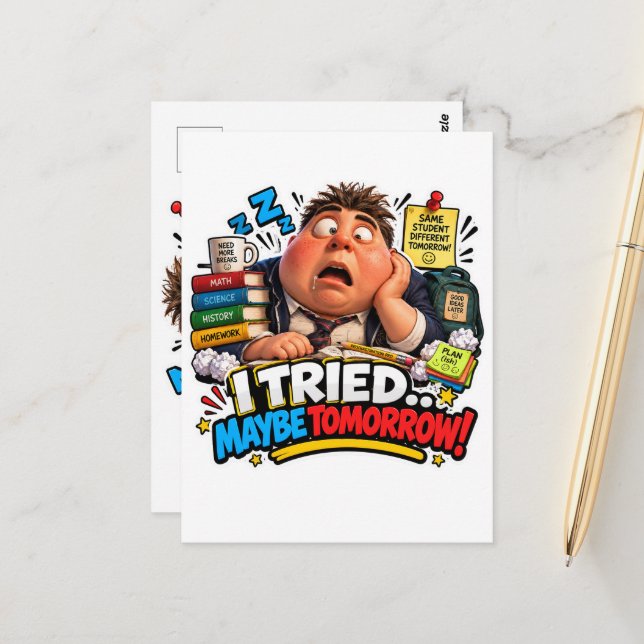 Funny Characters Back to School Balloon Postcard (Front/Back In Situ)