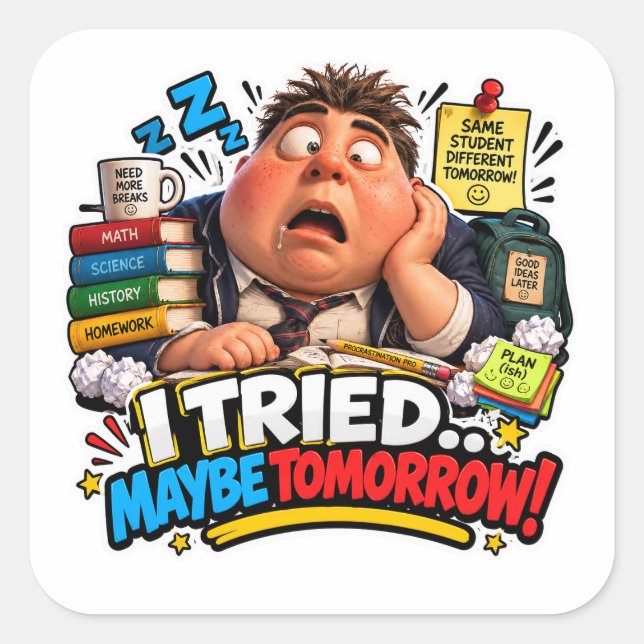 Funny Characters Back to School Balloon Square Sticker (Front)