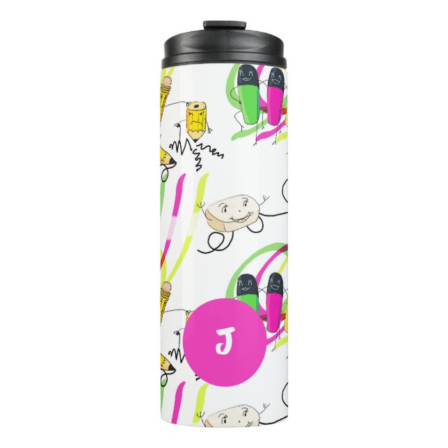Funny characters school supplies. Custom model 2. Thermal Tumbler (Front)