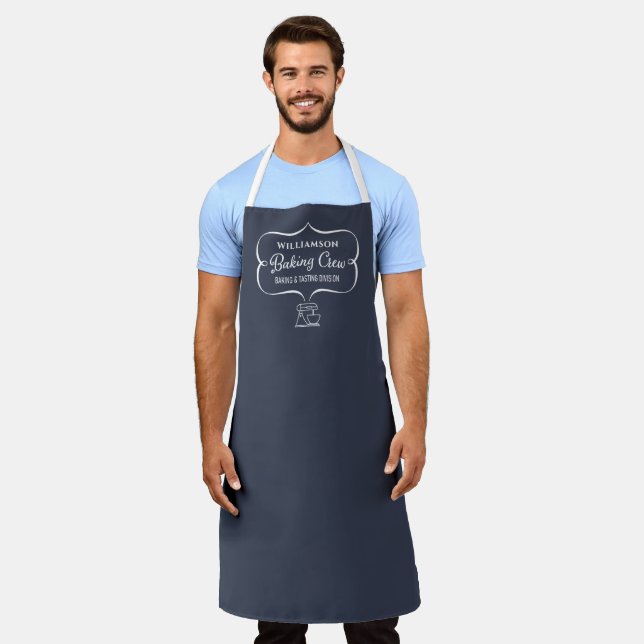 Funny Charcoal Grey Baking Family Monogrammed Apron (Worn)