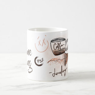 Funny Charging Caffeine Sketch Monogram Coffee Mug