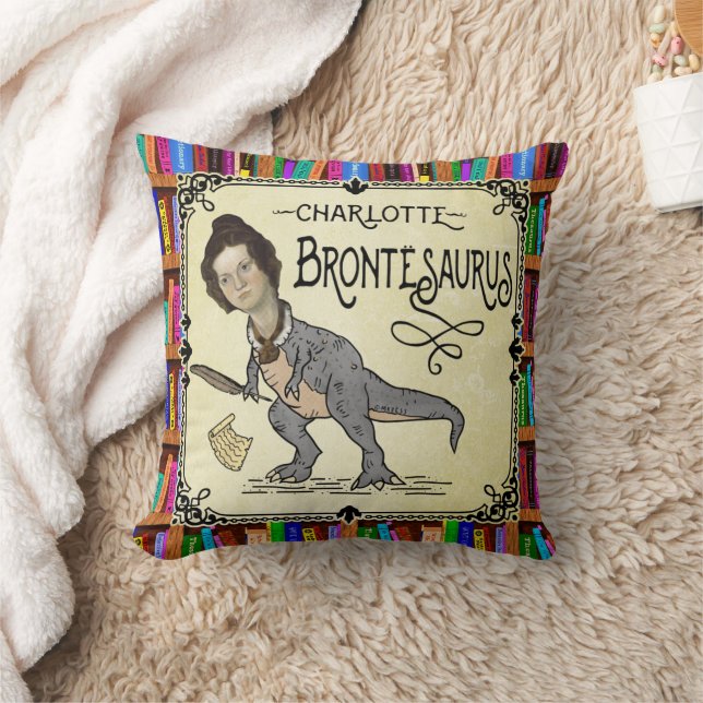 Funny Charlotte Bronte Saurus Dinosaur Book Reader Cushion (Blanket)