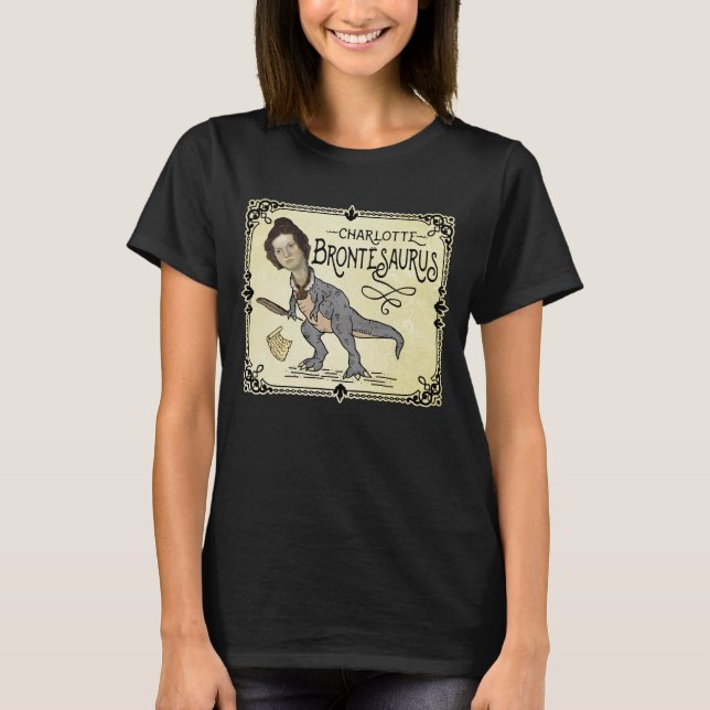 Funny Charlotte Bronte Saurus Dinosaur Book Reader T-Shirt (Front)