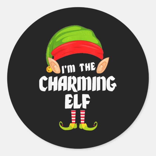 Funny Charming Elf Matching Family Group Pj Christ Classic Round Sticker (Front)