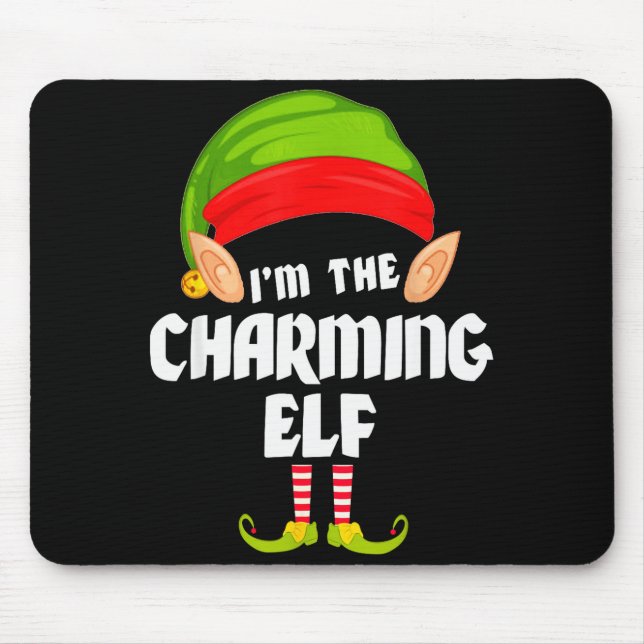 Funny Charming Elf Matching Family Group Pj Christ Mouse Mat (Front)