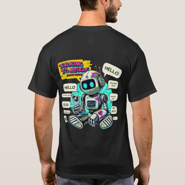 🤖Funny Chatbot Talking To Itself Conversation T-Shirt (Back)