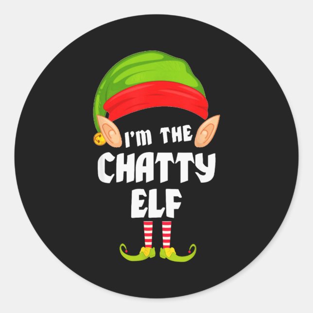 Funny Chatty Elf Matching Family Group Pj Christma Classic Round Sticker (Front)