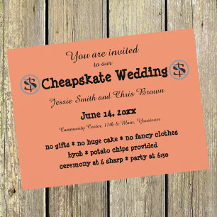Funny Cheapskate Wedding Invitation Postcard