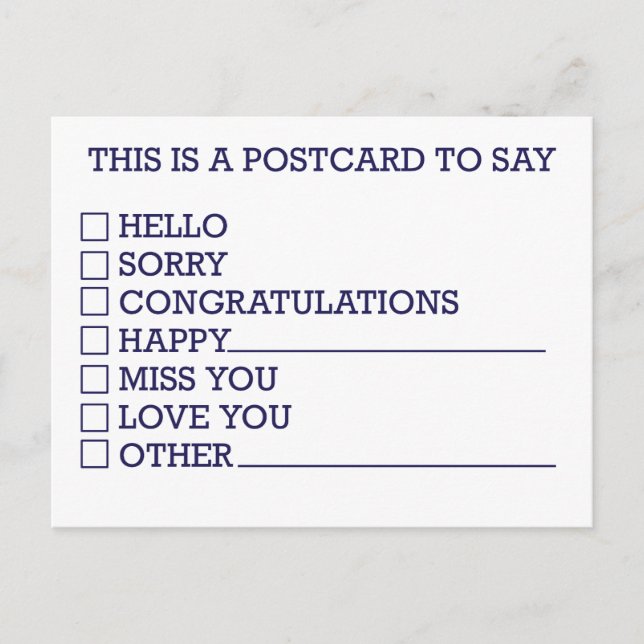 Funny Check Mark Choose Your Greeting Holiday Postcard (Front)