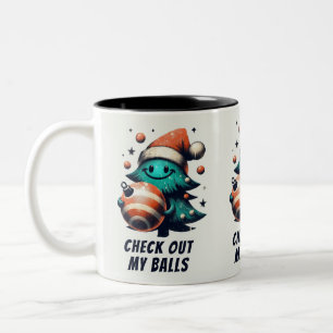 Funny Check out my Balls Tree Two-Tone Coffee Mug