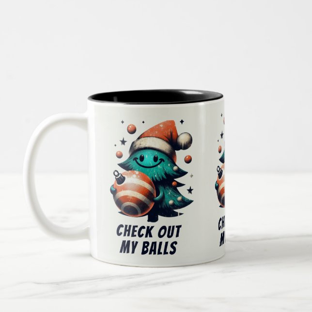 Funny Check out my Balls Tree Two-Tone Coffee Mug (Left)