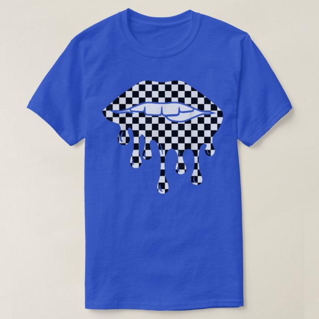 Funny Checkerboard Black White Lip Women  T-Shirt (Design Front)