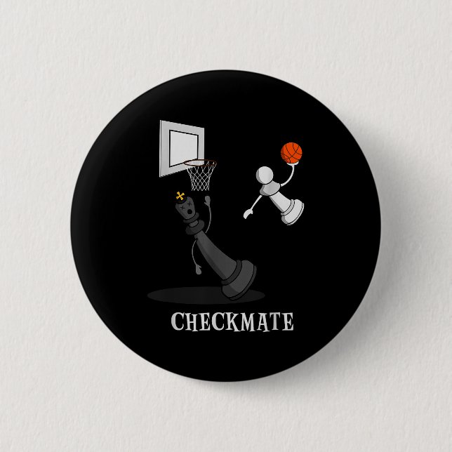 Funny Checkmate Chess Basketball Game Board King P 6 Cm Round Badge (Front)