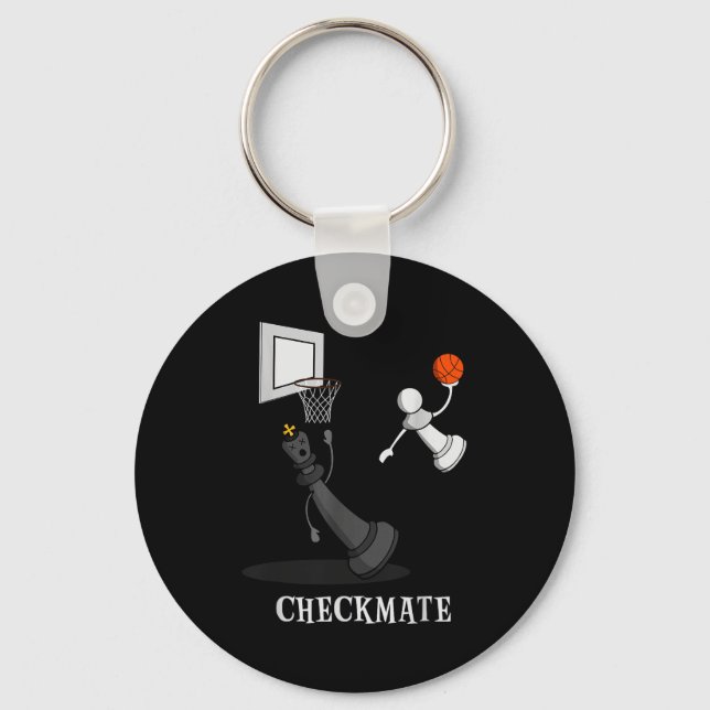 Funny Checkmate Chess Basketball Game Board King P Key Ring (Front)