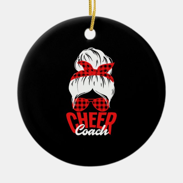 Funny Cheer Couch Cheerleading Cheerleader Coach Ceramic Tree Decoration (Front)