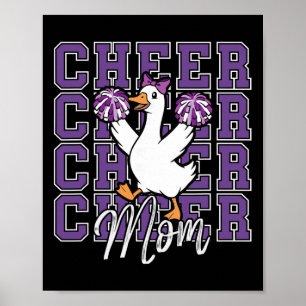 Funny Cheer Goose Mum Purple Coquette Bow Sport Ch Poster