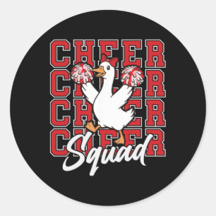 Funny Cheer Squad Goose Red Coquette Bow Sport Che Classic Round Sticker