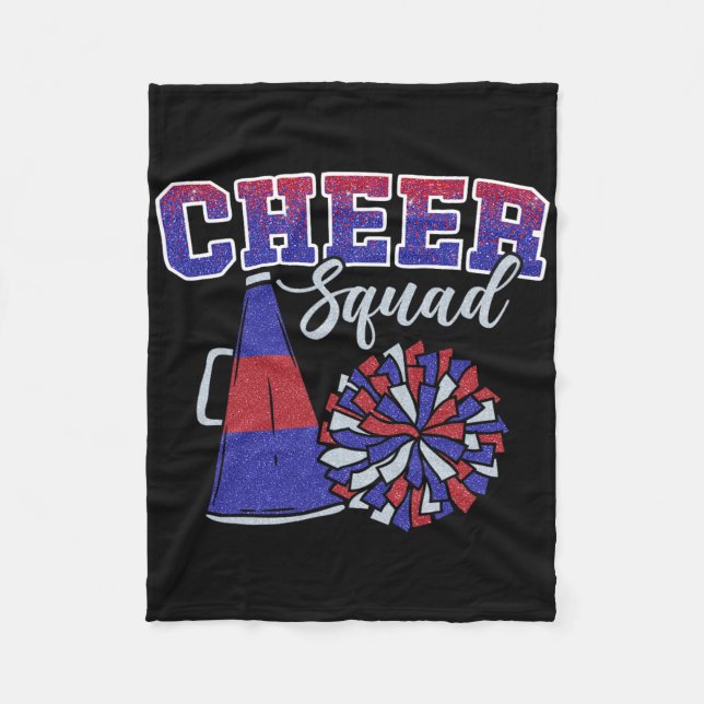 Funny Cheerleader Cheer Squad Cheerleading Red Blu Fleece Blanket (Front)
