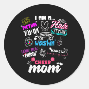 Funny Cheerleading Mum For Cheer Moms Cheer Squad Classic Round Sticker