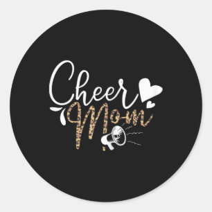 Funny Cheerleading Mum Leopard Cheetah Print Cheer Classic Round Sticker