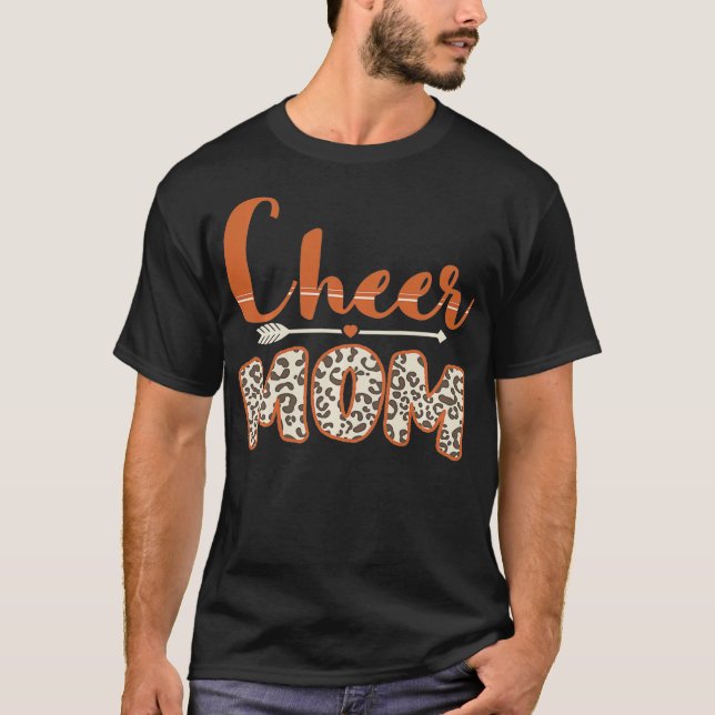 Funny Cheerleading Mum Leopard Cheetah Print Cheer T-Shirt (Front)