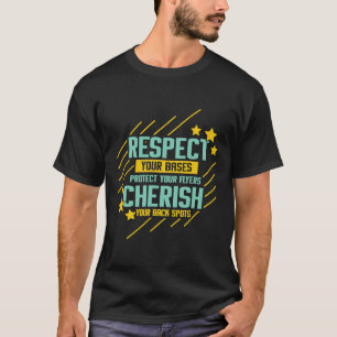 Funny Cheerleading Respect Your Bases Protect Your T-Shirt