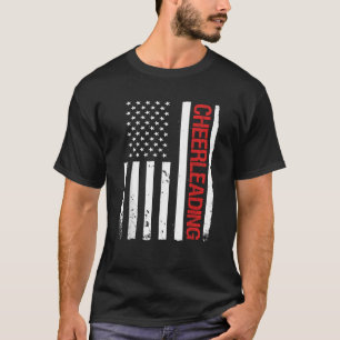 Funny Cheerleading USA American Flag Cheerleader  T-Shirt