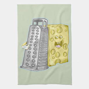 Funny cheese and cheese grater tea towel