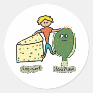 Funny Cheese Rock and Hard Place Pun Classic Round Sticker