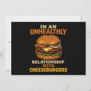 Funny Cheeseburger Eater Relationship With Burger Invitation