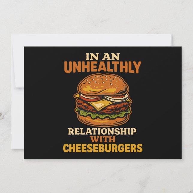 Funny Cheeseburger Eater Relationship With Burger Invitation (Front)