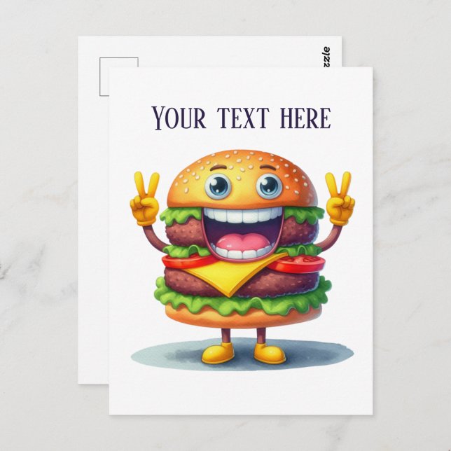 Funny cheeseburger lovers add message  postcard (Front/Back)