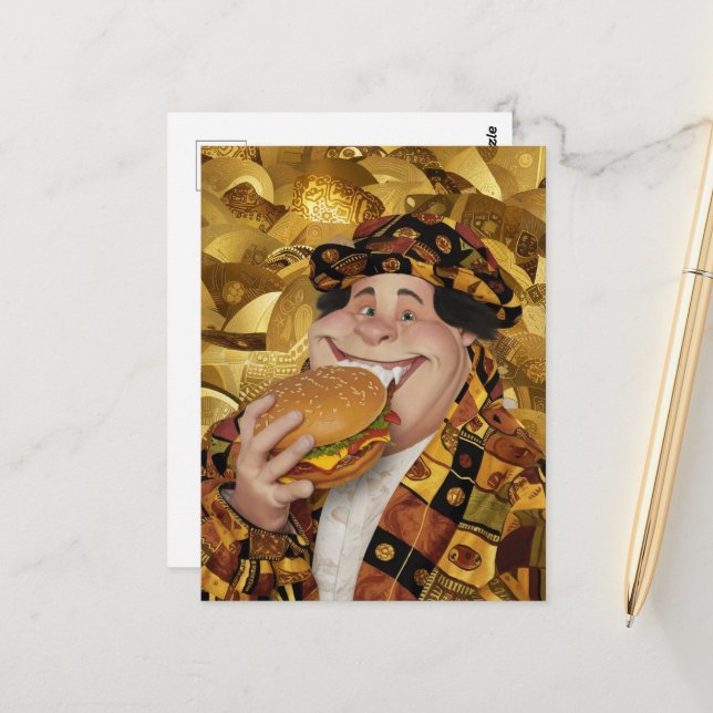 Funny Cheeseburger Person Postcard (Front/Back In Situ)