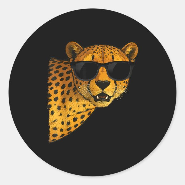 Funny Cheetah Art For Men Women Kids Animal Safari Classic Round Sticker (Front)