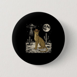 Funny Cheetah Cowboy Western Ufo Safari Animal  6 Cm Round Badge