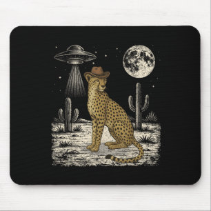 Funny Cheetah Cowboy Western Ufo Safari Animal Mouse Mat