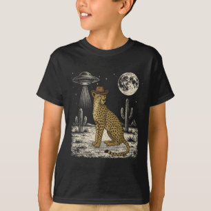 Funny Cheetah Cowboy Western Ufo Safari Animal  T-Shirt