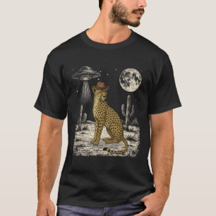 Funny Cheetah Cowboy Western Ufo Safari Animal T-Shirt