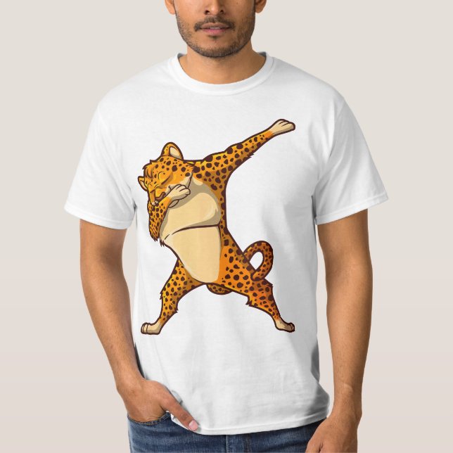 Funny Cheetah Dance For Boys Girls Dabbing Cheetah T-Shirt (Front)