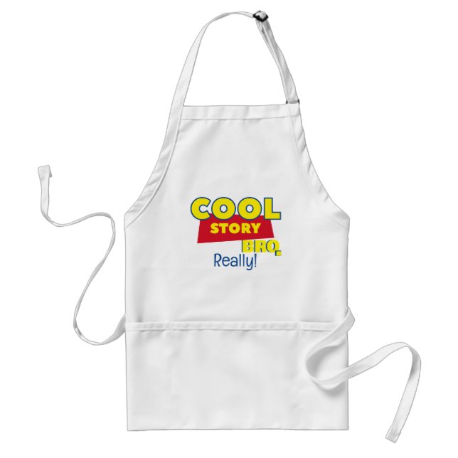 Funny Chef Apron with Pockets, Cool Story Bro (Front)